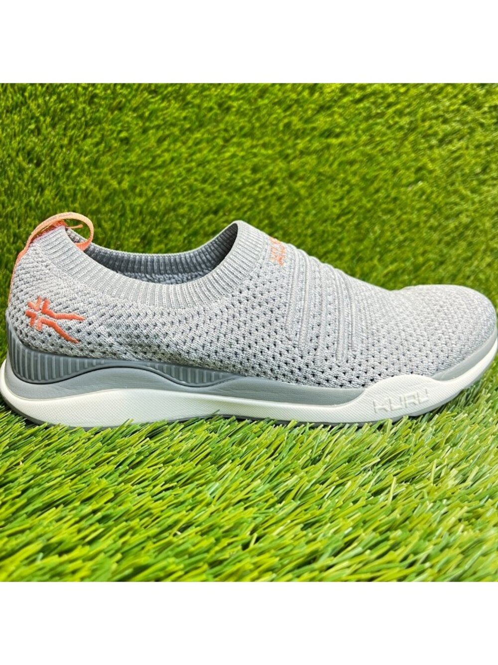 Kuru Stride Womens Size 6 Gray White Peach Athletic Slip On Shoes Sneakers